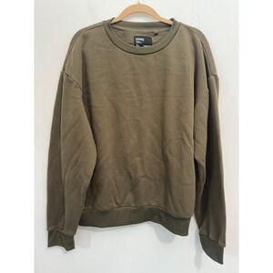Sinsay Sweatshirt Men XL Olive Green Poly Cotton Solid Comfort Fleece Pullover